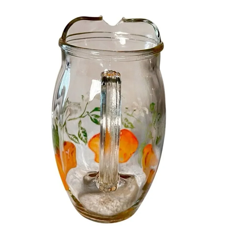 Vintage Orange Juice Glass Pitcher w/ Ice Lip ~ Retro 🍊